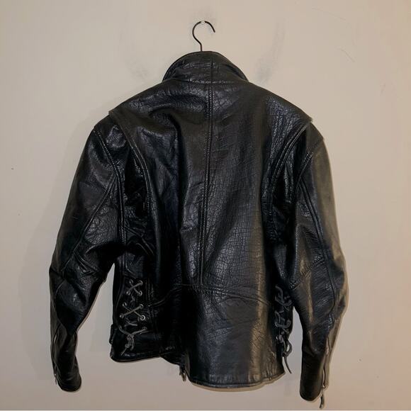 VINTAGE UNBRANDED genuine leather motor cycle jacket L - Picture 9 of 9